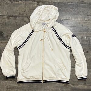 Escada Sport White Hooded Jacket with Black Trim large